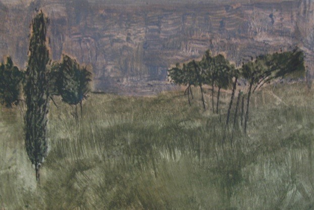 Tuscan Landscape, Oil on Paper, 2000