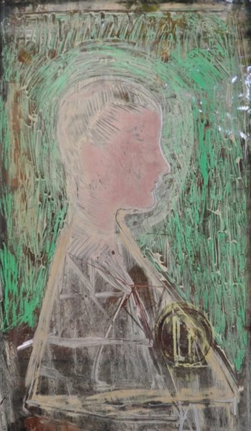 Healed, 2013 Oil and Acrylic on Glass 54 x 100 cm